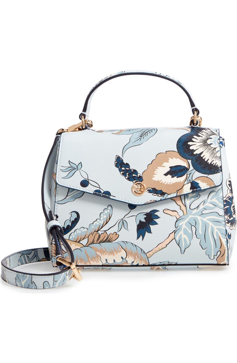 Tory Burch Robinson Print Small Leather Satchel, Main, color,