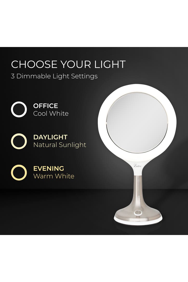 Solana Lighted Makeup Mirror with 8X/1X Magnification & Touch Pad, Alternate, color, Satin Nickel