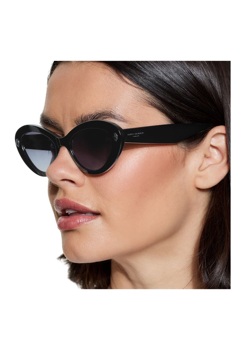 52mm Cat Eye Sunglasses, Alternate, color, BLACK/ SMOKE GRADIENT