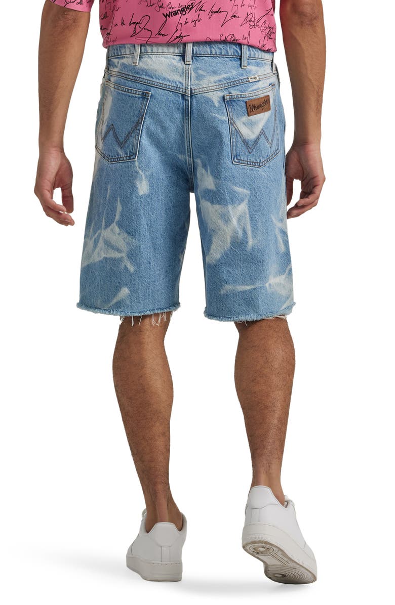 Wrangler Distressed Loose Fit Raw Hem Denim Shorts, Alternate, color, 