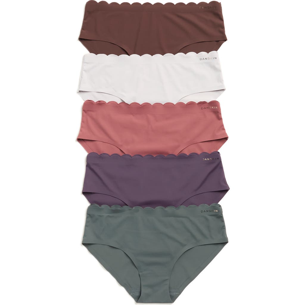 Danskin Assorted 5-pack Scallop Hipster Briefs In Multi