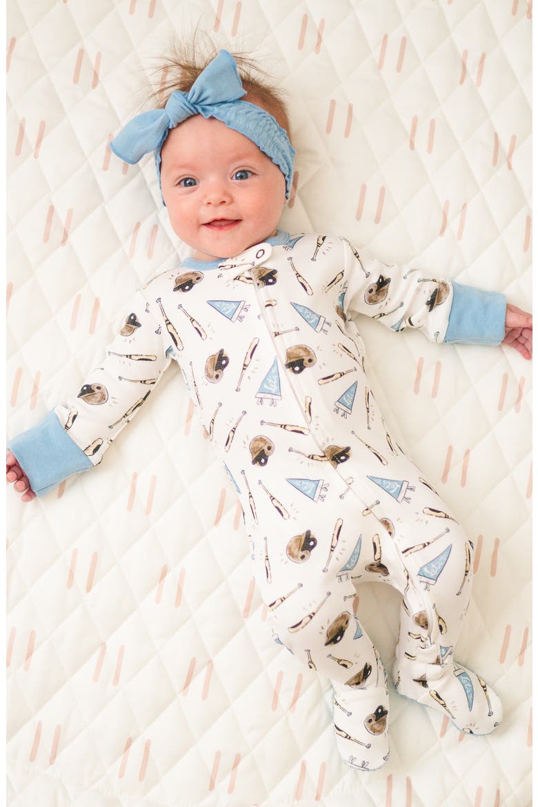 Print Fitted One-Piece Organic Cotton Footie Pajamas, Alternate, color, LET'S GO