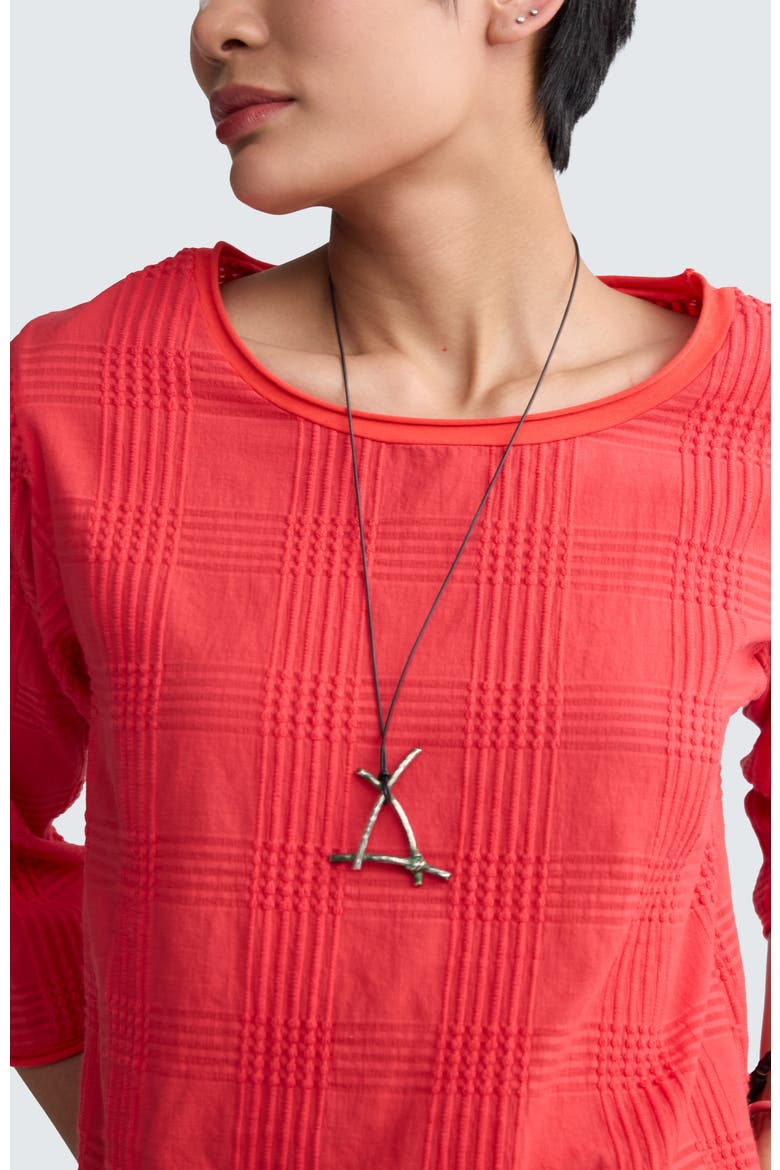 Elira Mixed-texture Blouse, Alternate, color, Vermillion