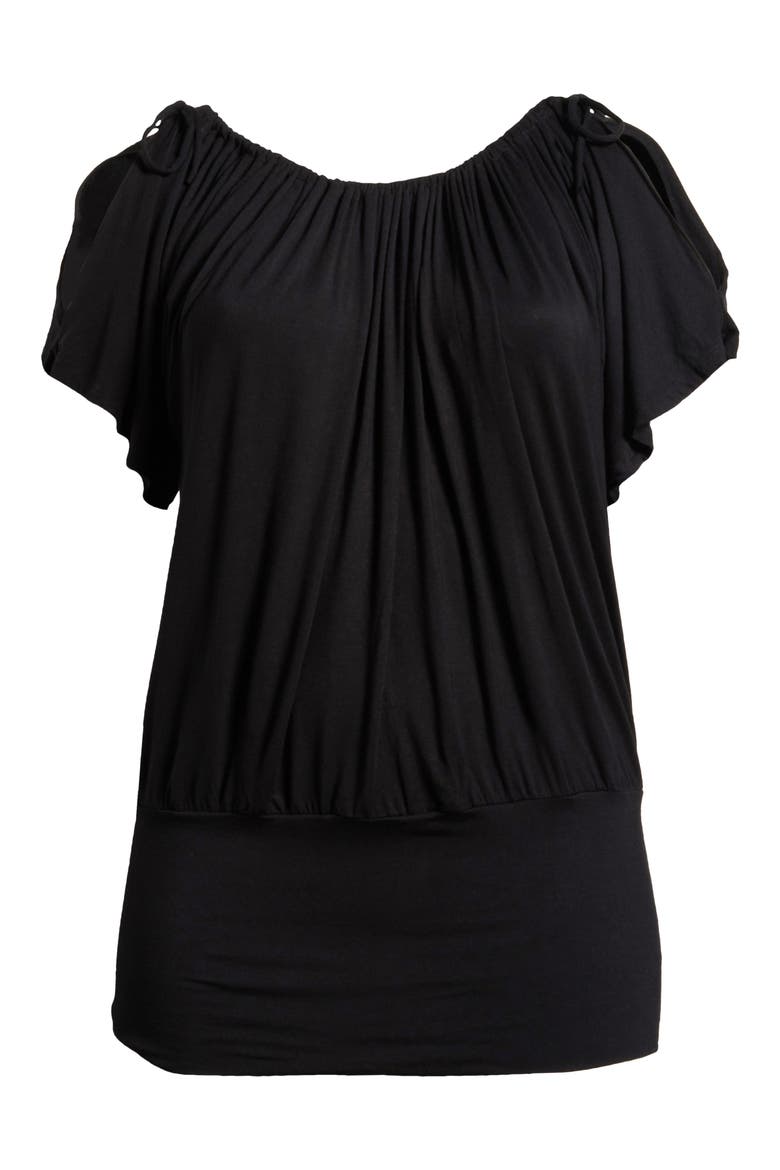 Banded Blouson Top, Alternate, color, BLACK