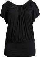 24seven Comfort Apparel Banded Blouson Top