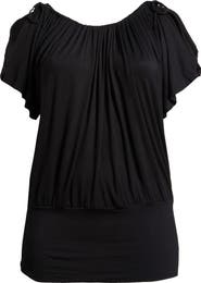 24seven Comfort Apparel Banded Blouson Top