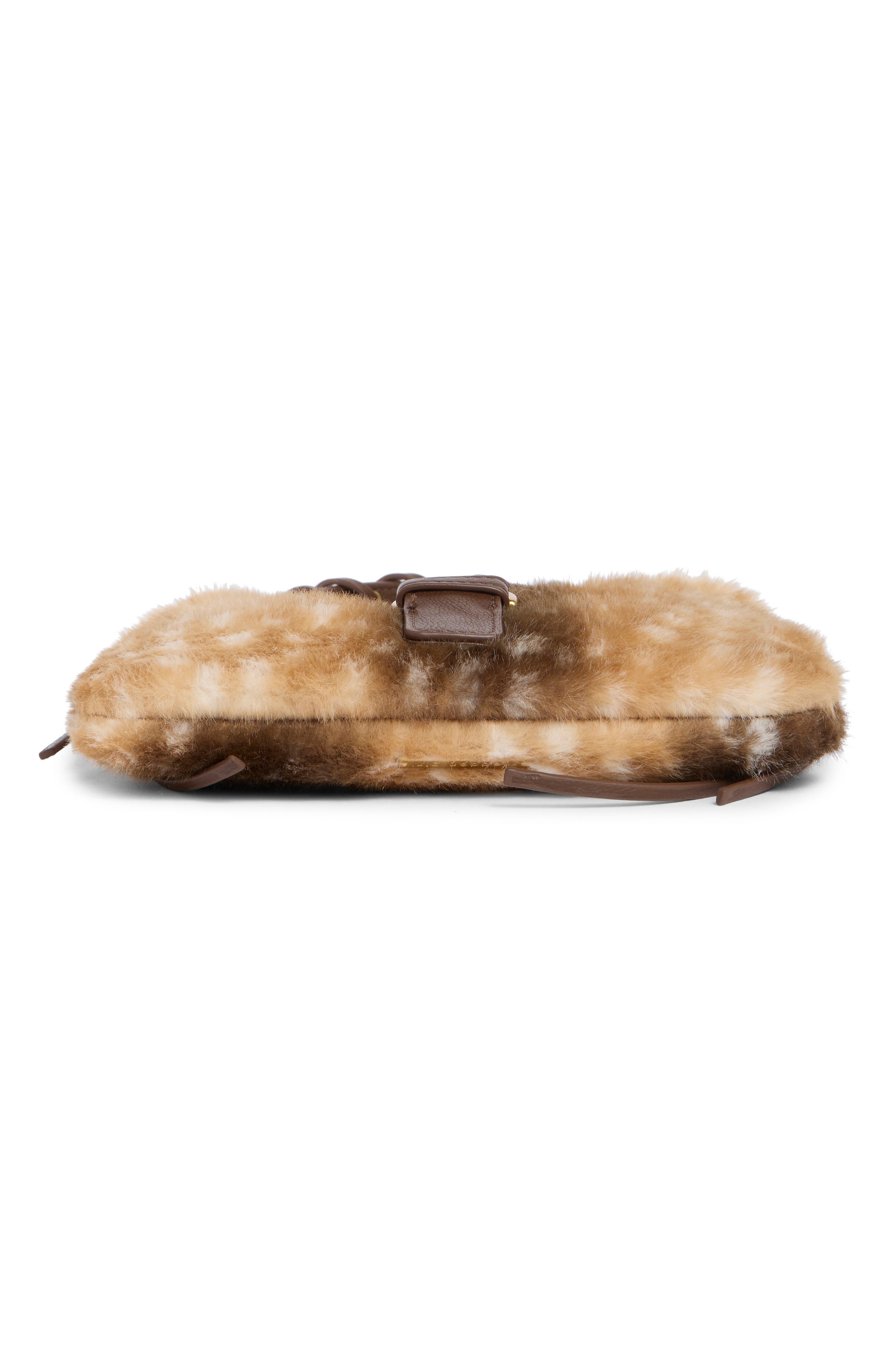 Faux Fur Baguette Shoulder Bag, Alternate, color, DEER
