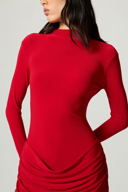 Nocturne High-neck Ruched Maxi Dress In Red