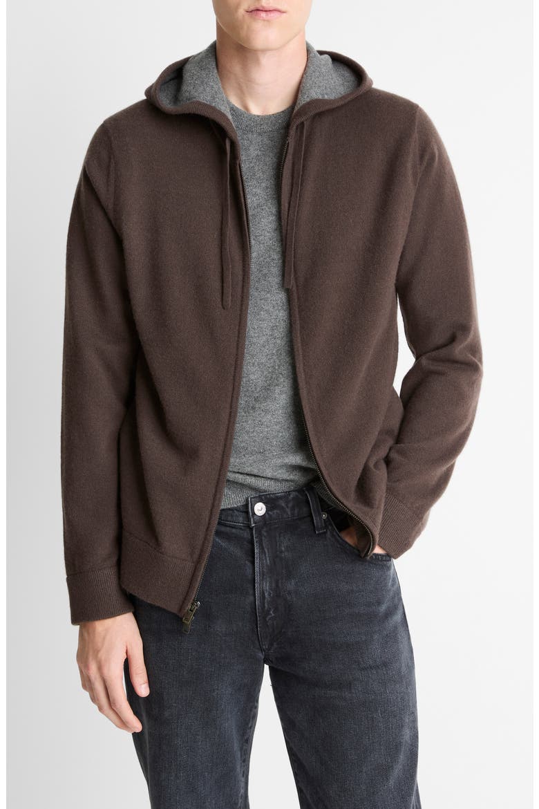 Cashmere Zip Hoodie Sweater, Main, color, MISSION/ MEDIUM HEATHER GREY