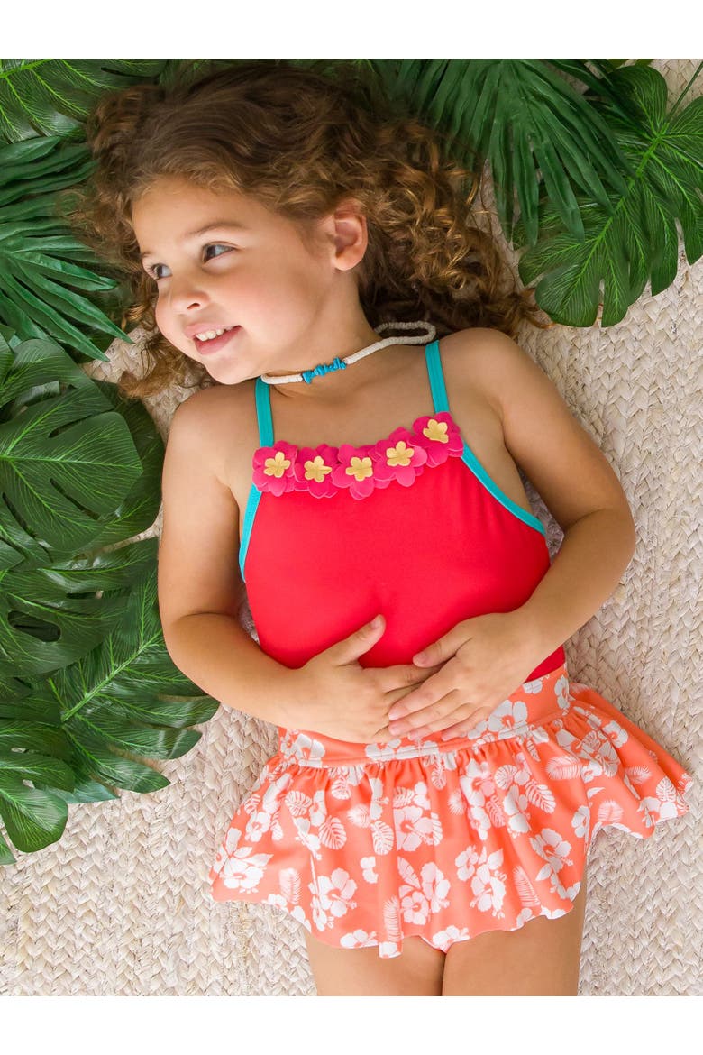 Girls UPF50+ Sun Protected Flower Skirted One Piece, Alternate, color, Island Princess