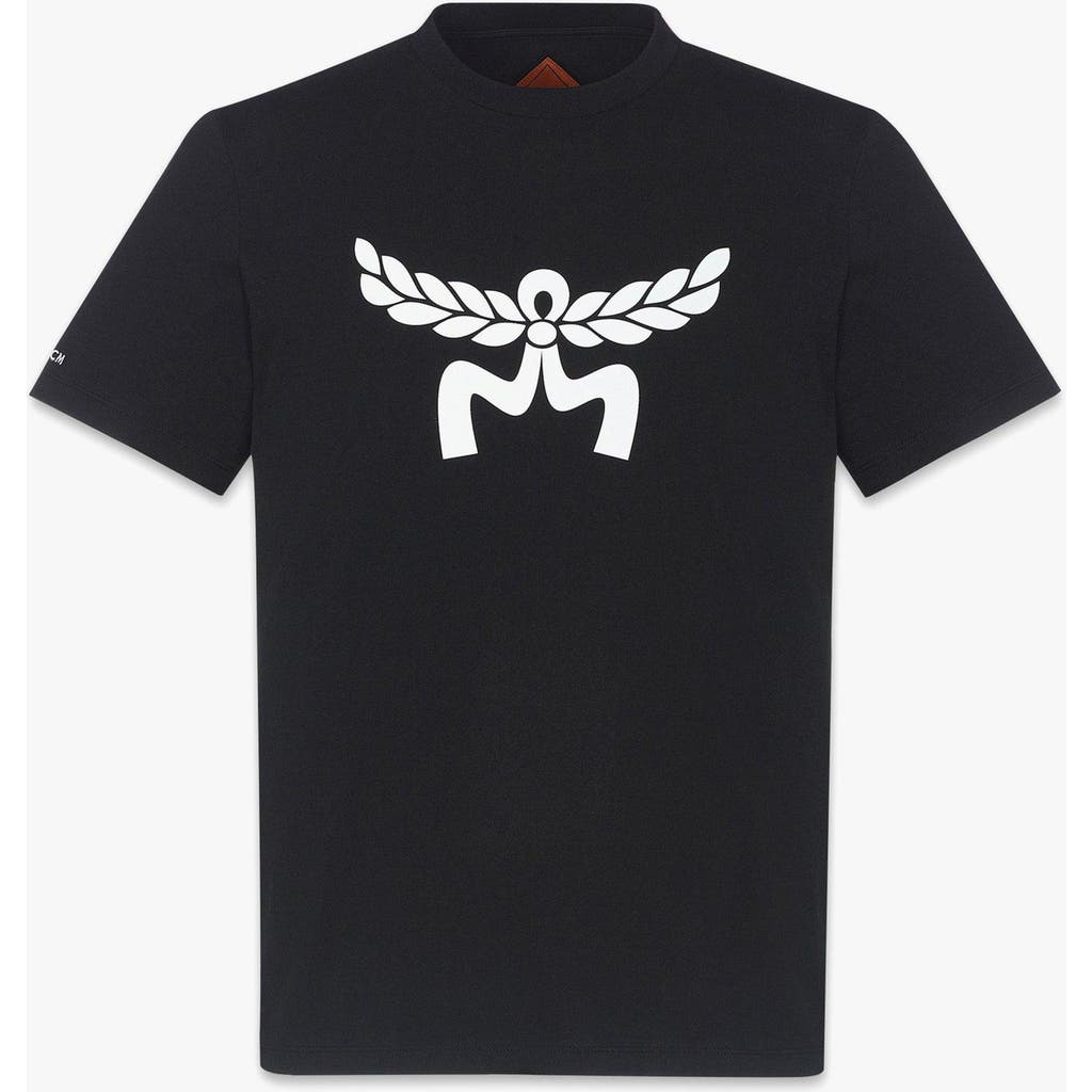 Mcm Laurel Logo Print T-shirt In Organic Cotton In Black