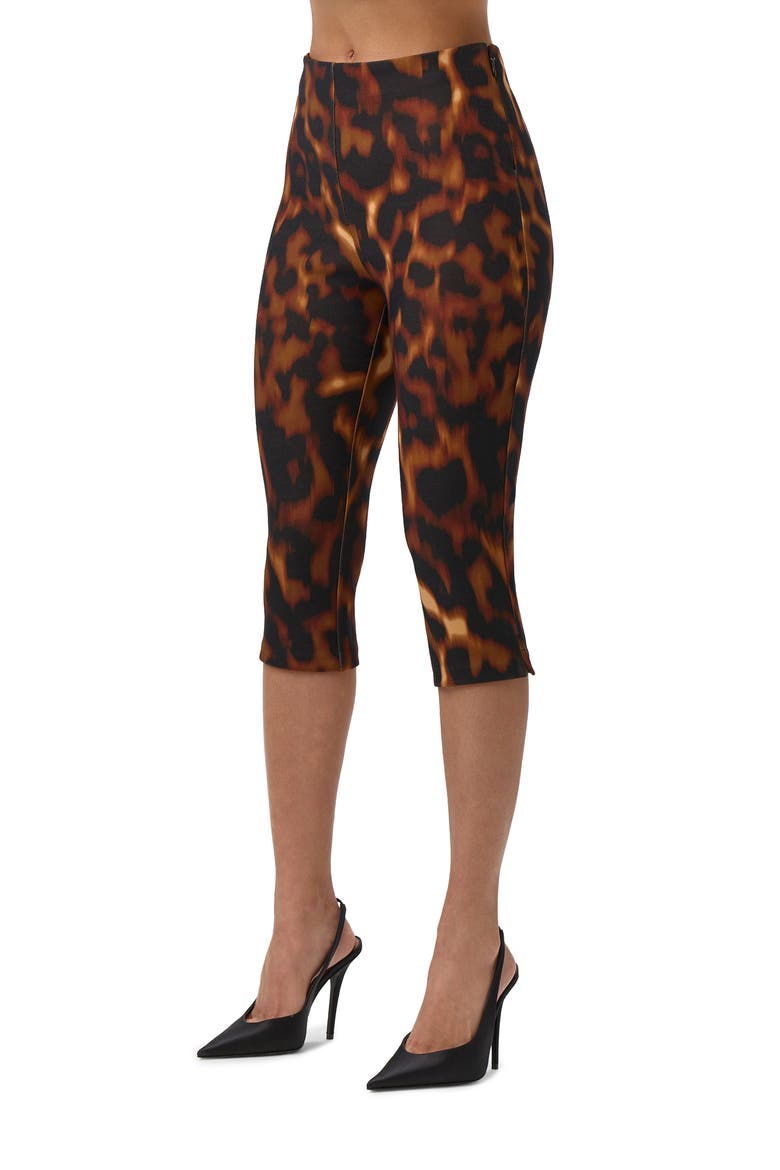 Print Ponte Crop Leggings, Alternate, color, TORTOISE