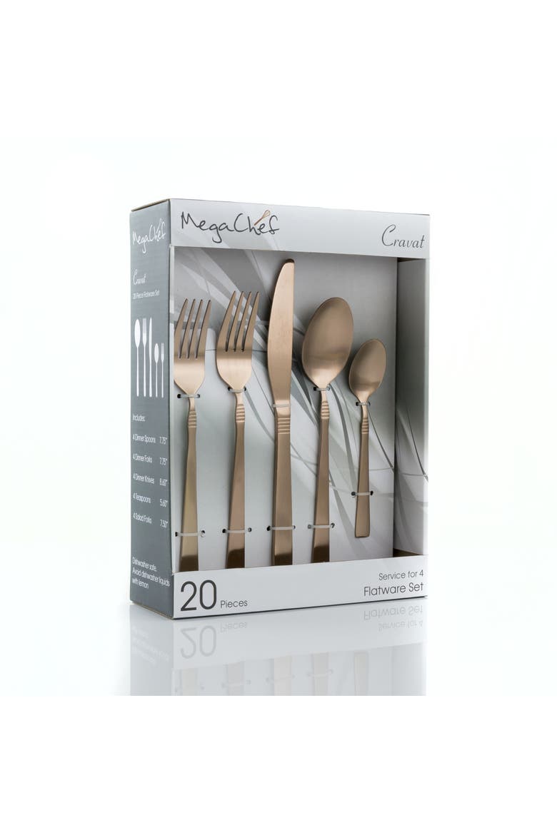 Cravat 20 Piece Flatware Utensil Set, Alternate, color, Matte Rose