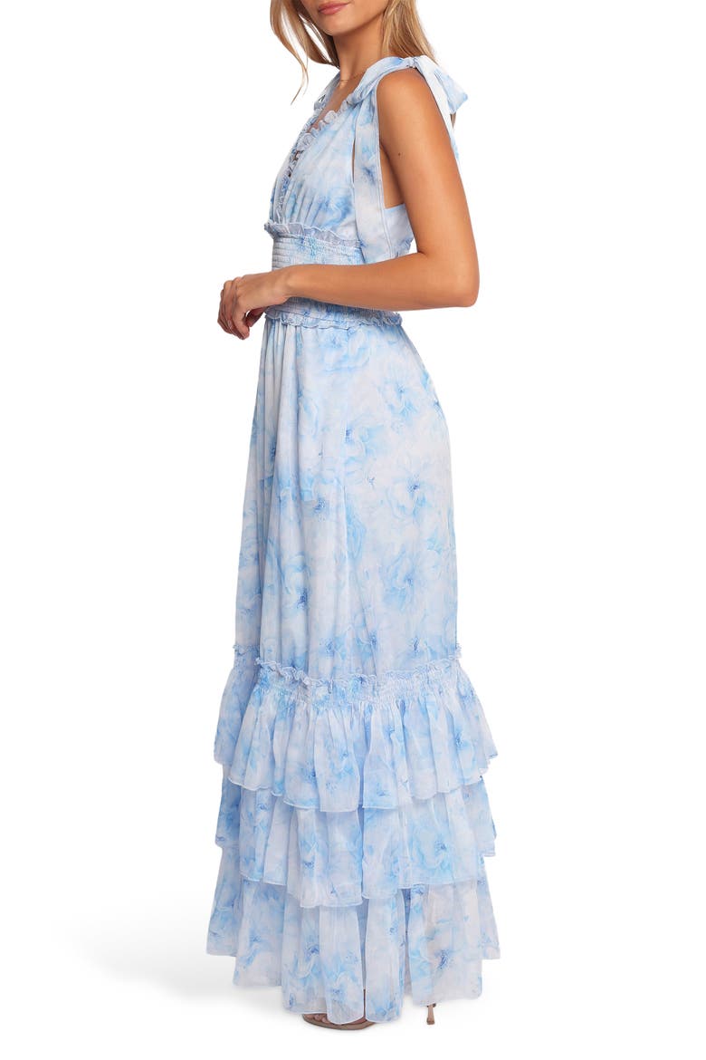 Fionna Ruffle Tiered Maxi Dress, Alternate, color, BLUE FLORAL
