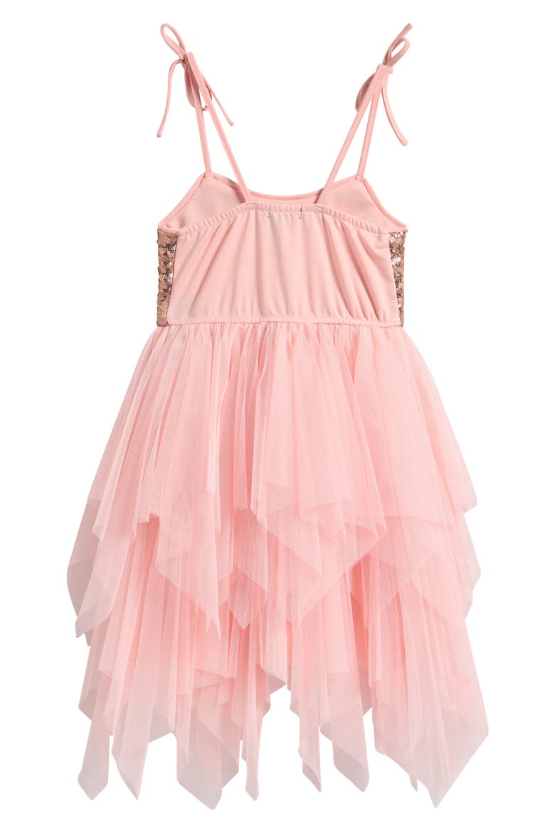 Kids' Sequin & Tulle Handkerchief Hem Dress, Alternate, color, BLUSH