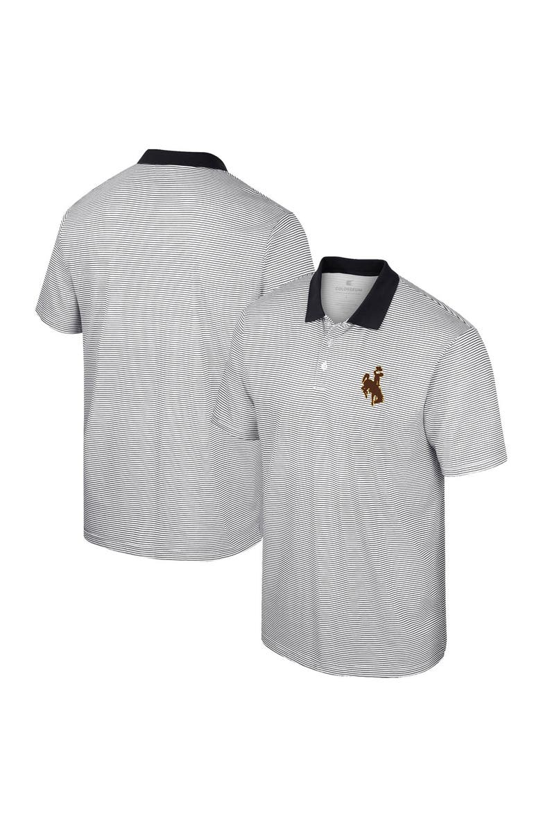 COLOSSEUM Men's Colosseum White Wyoming Cowboys Print Stripe Polo, Main, color, White