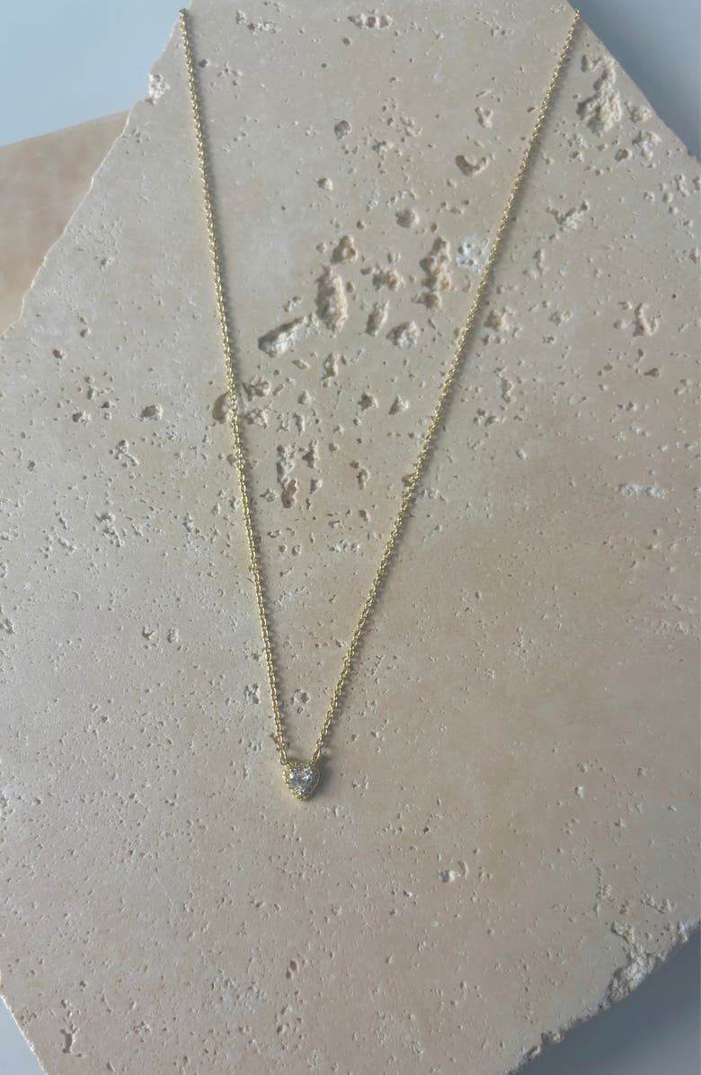 Adornia Cubic Zirconia Halo Heart Pendant Necklace, Alternate, color, Gold