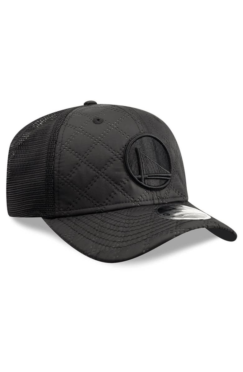 New Era Men's New Era Black Golden State Warriors Quilted 9SEVENTY Trucker Adjustable Hat, Alternate, color, Black