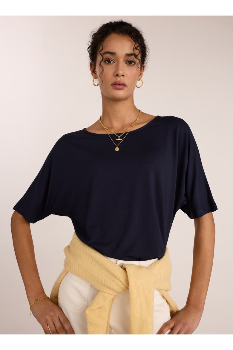 Carrie Relaxed Boat Neck Tee, Main, color, Classic Navy