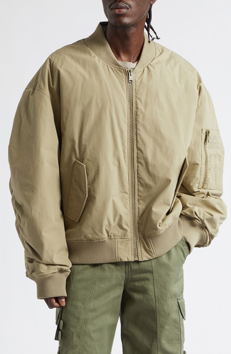 Balmain Embroidered Pocket Cotton Bomber Jacket, Main, color,