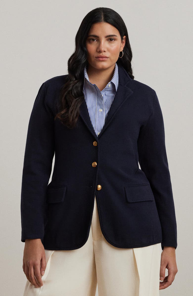Lauren Ralph Lauren Combed Cotton Blazer, Alternate, color, Lauren Navy