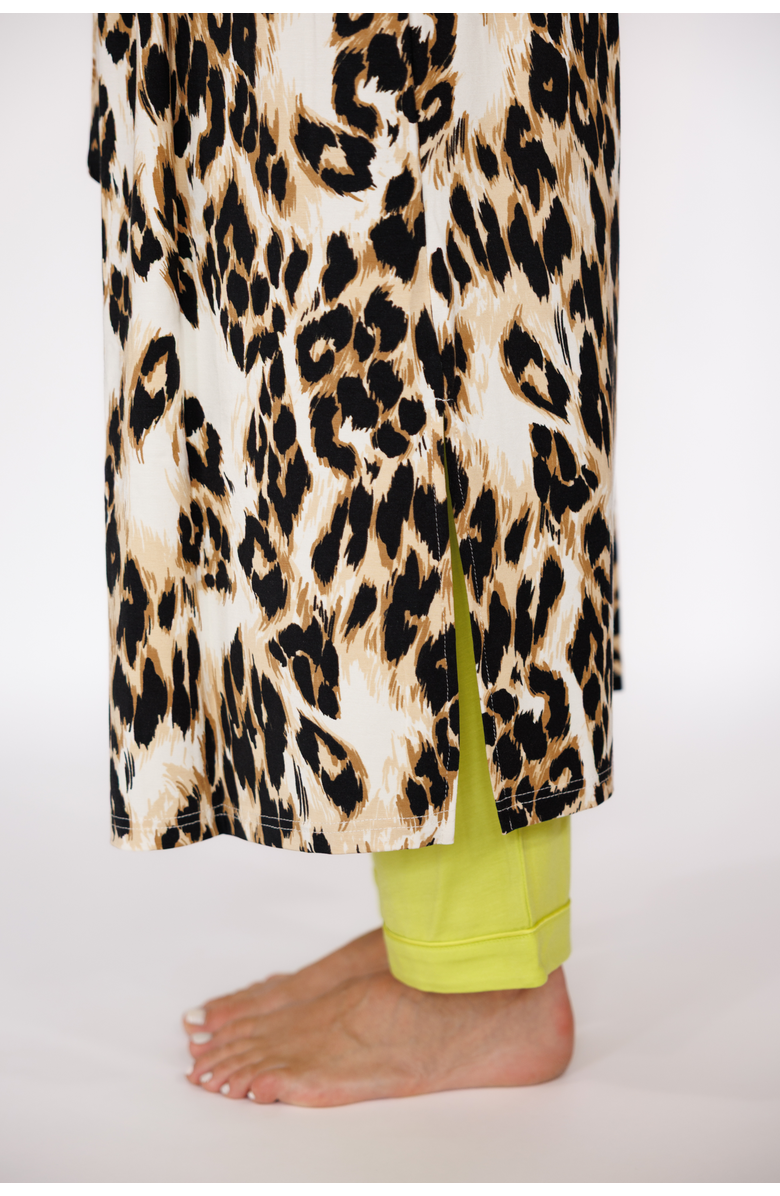 In My Sundays Long Robe, Alternate, color, Luxe Leopard With Lime Piping