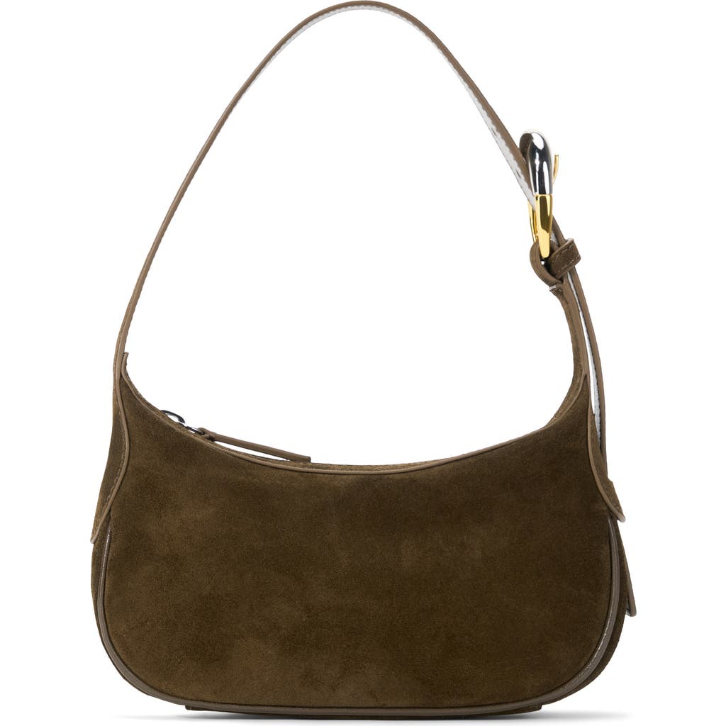 Staud Ollie Metallic Leather Shoulder Bag In Red