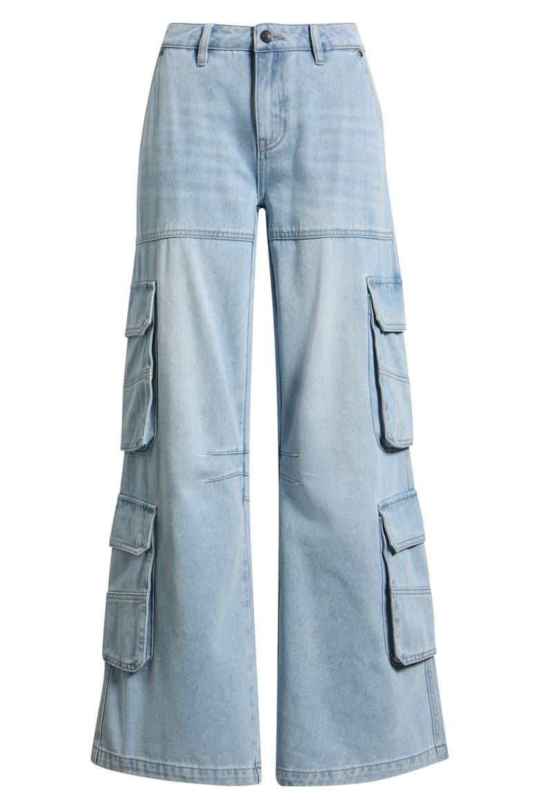 Low Rider Baggy Wide Leg Cargo Jeans, Alternate, color, MEDIUM VINTAGE WASH