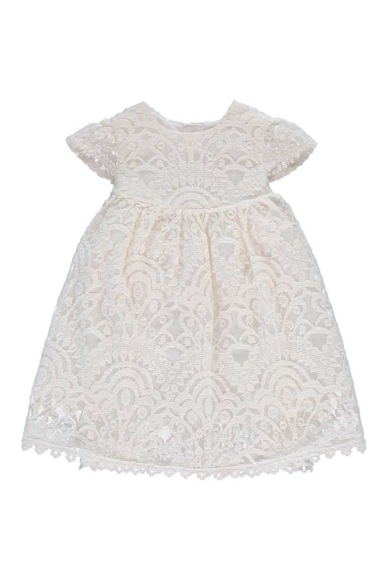 Lace Christening Gown & Bonnet Set, Alternate, color, OFF WHITE