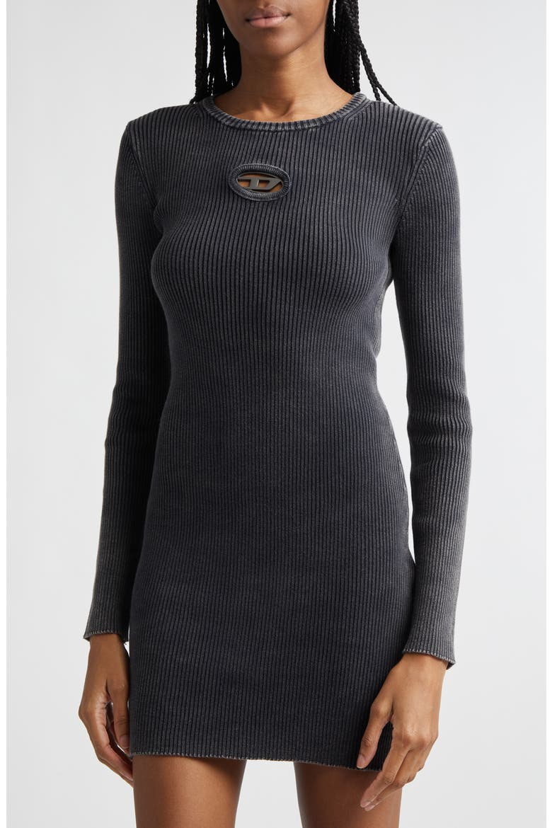 M-Anchorage Long Sleeve Body-Con Minidress, Alternate, color, BLACK