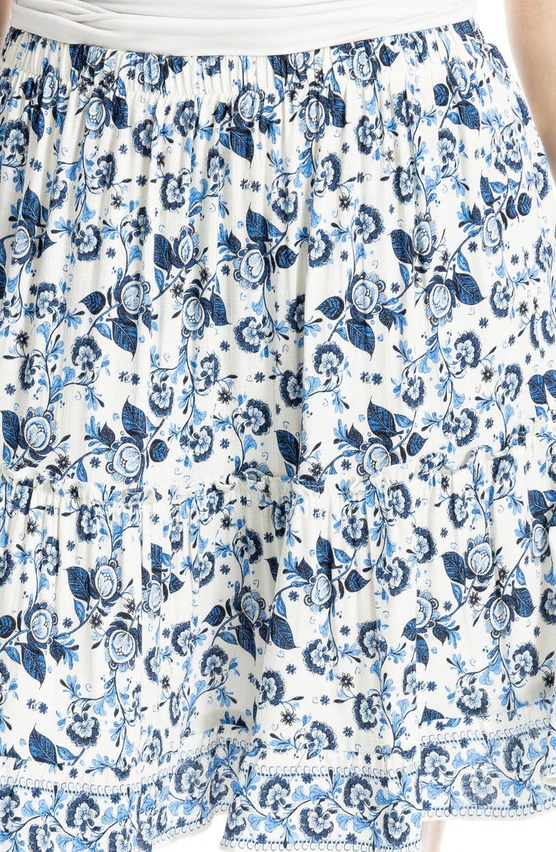 MAX STUDIO Tiered Miniskirt, Alternate, color, Ecru/ Blue Indian Tulle