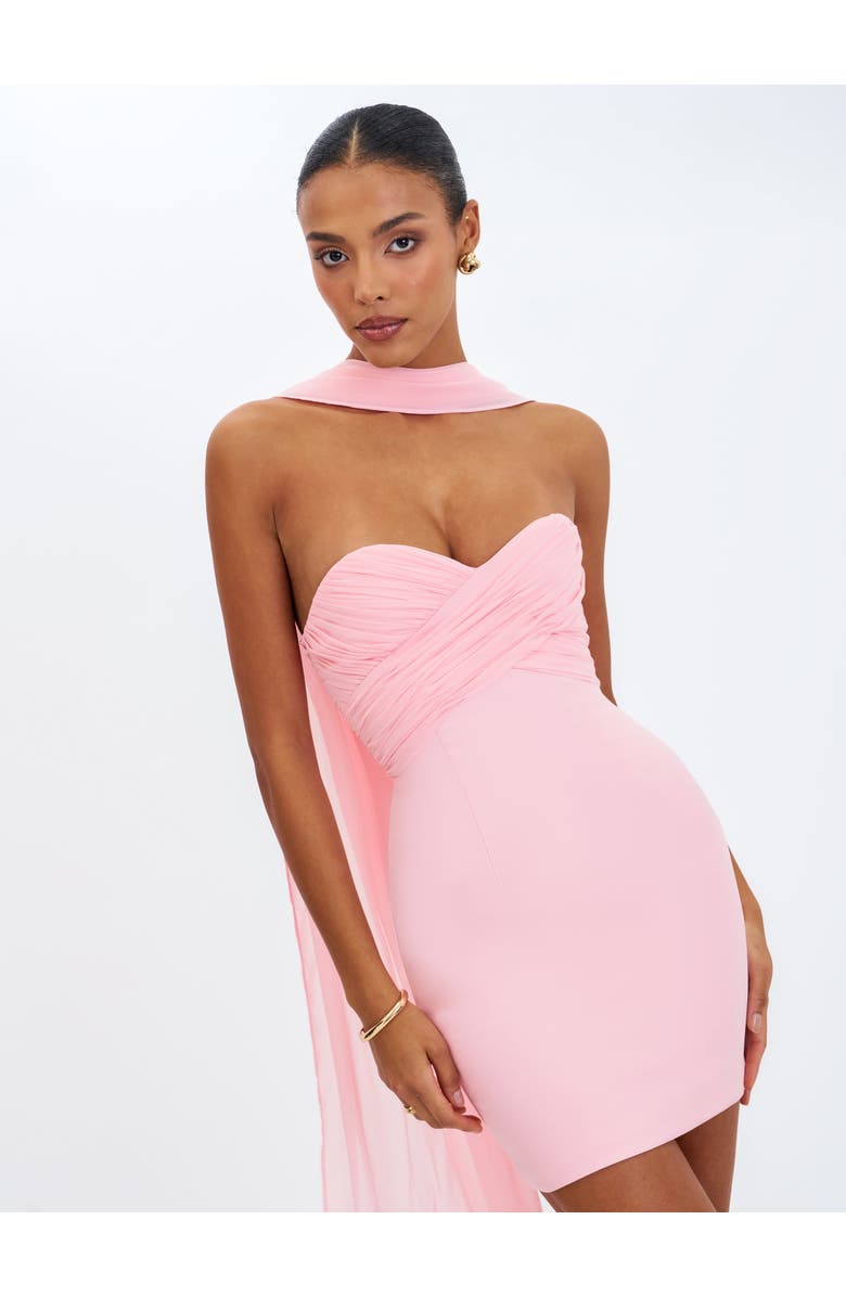Miss Circle Olivia Strapless Crossover Mini Dress, Alternate, color, Pink
