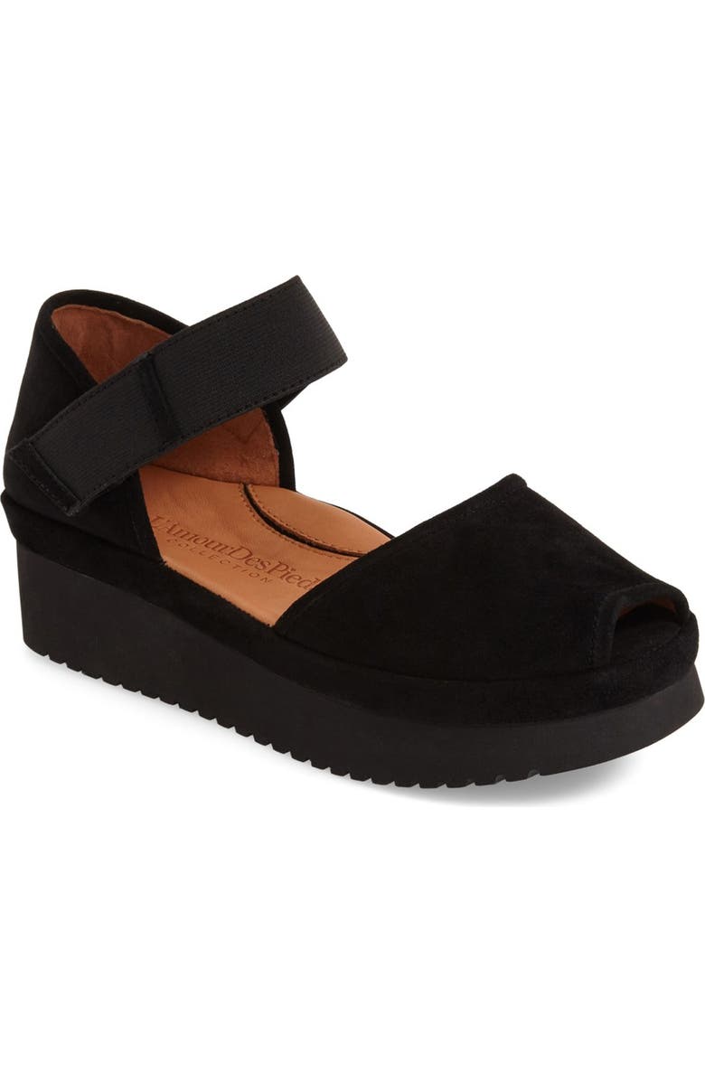 L'Amour des Pieds Amadour Platform Sandal, Main, color, Black Suede Leather