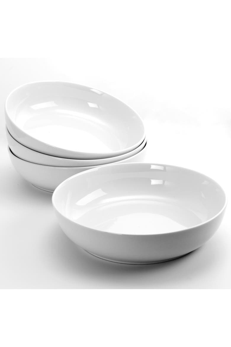 Extra Wide 8.5 in. Stoneware Dinner and Serving Bowls , Set of 4, Alternate, color, White