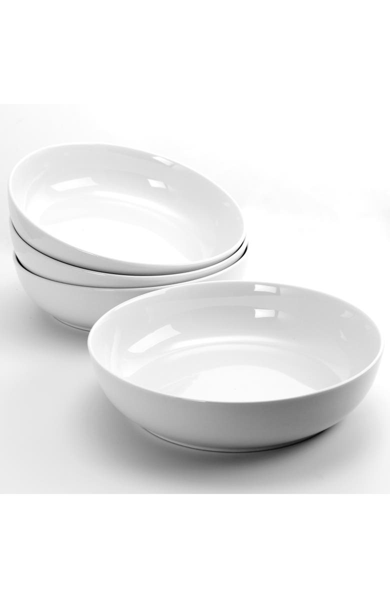 Gibson Home Extra Wide 8.5 in. Stoneware Dinner and Serving Bowls , Set of 4, Alternate, color, White