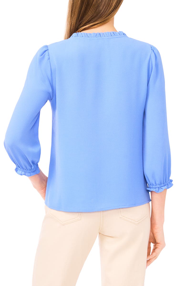 CeCe Ruffle V-Neck Blouse, Alternate, color, Bellflower Blue