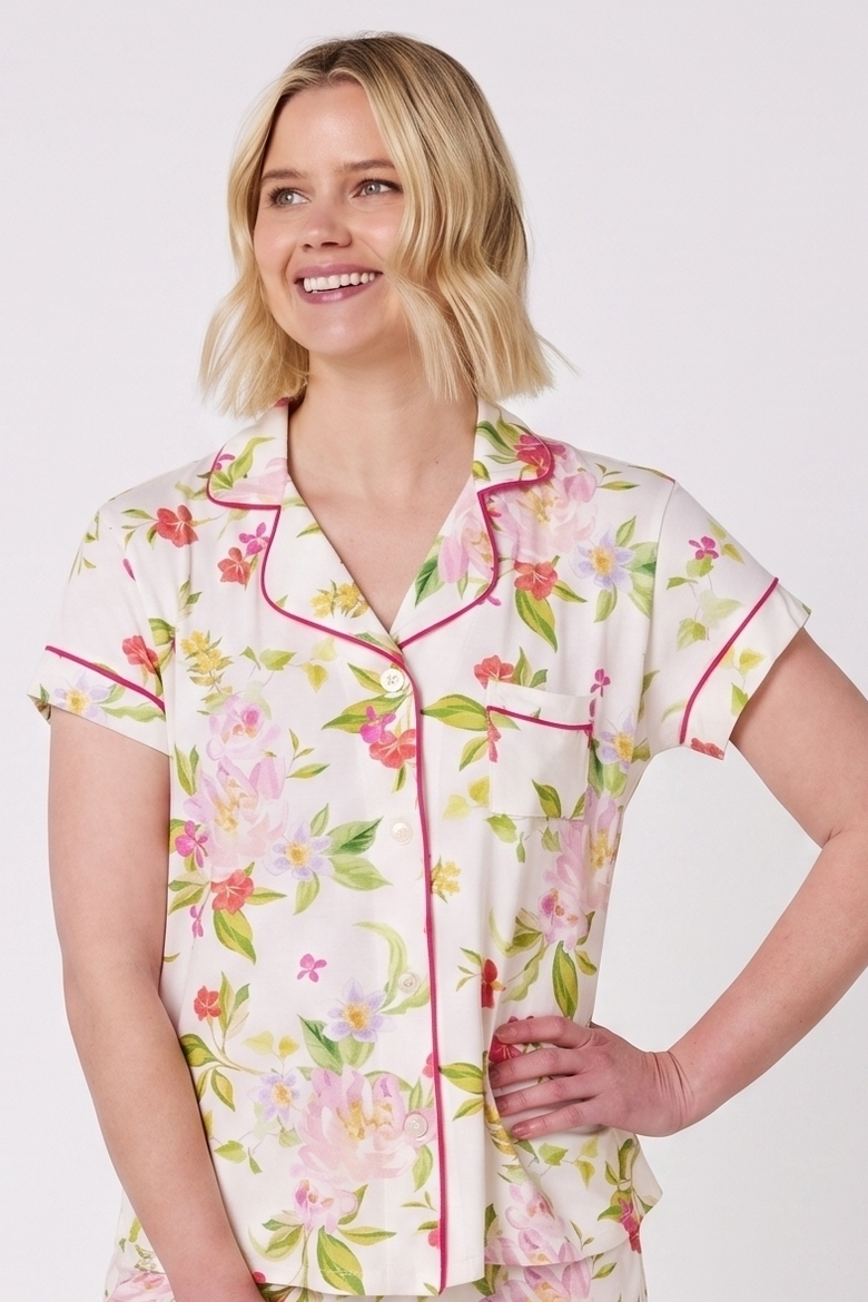 Floral Pima Knit Pajama Short Set, Alternate, color, Florentina