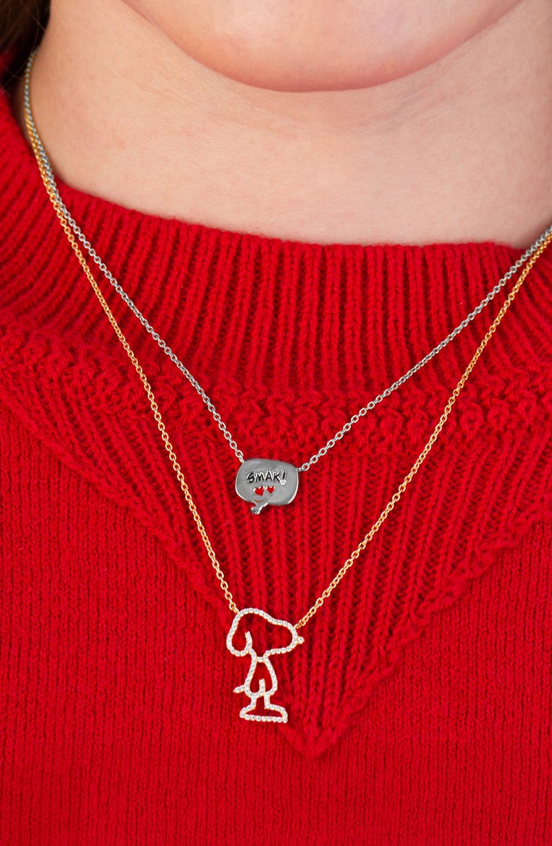 Crislu x Peanuts<sup>®</sup> SMAK! Thought Balloon Pendant Necklace, Alternate, color, Pure Platinum / Clear Stone