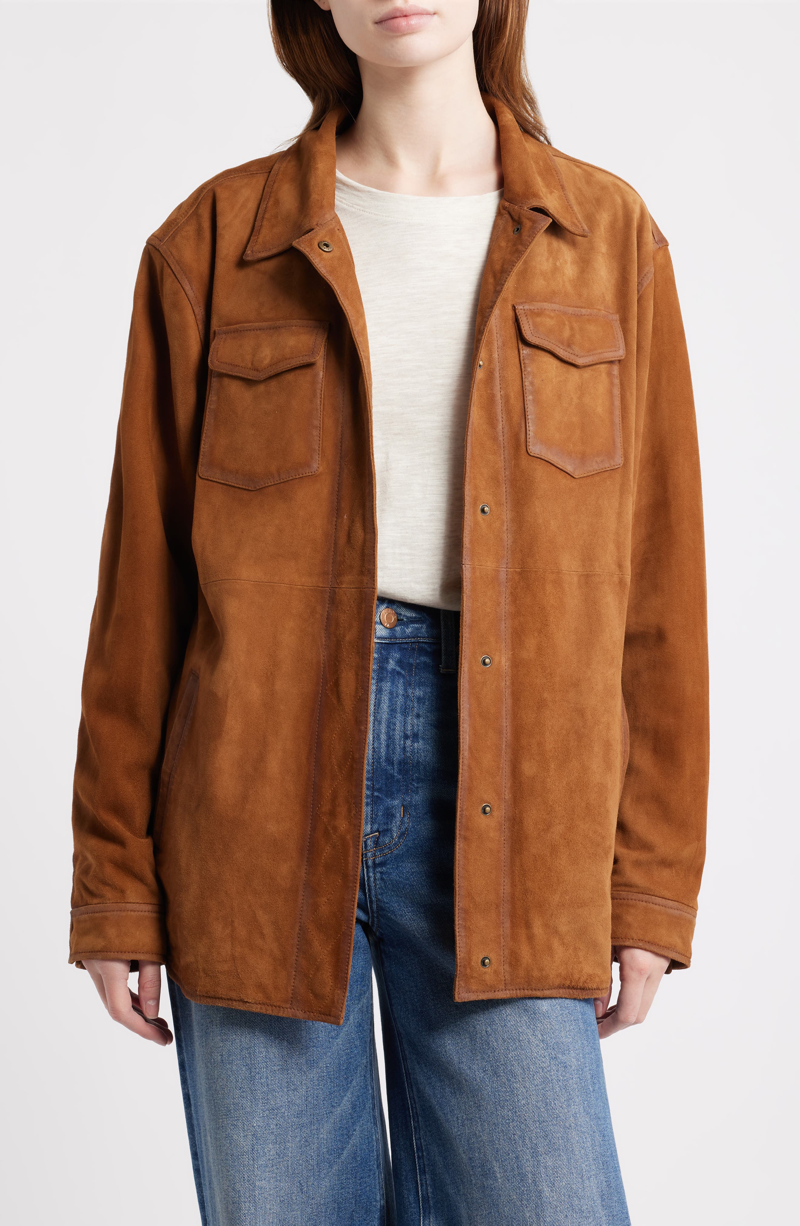 Suede & Leather Shacket - image 3