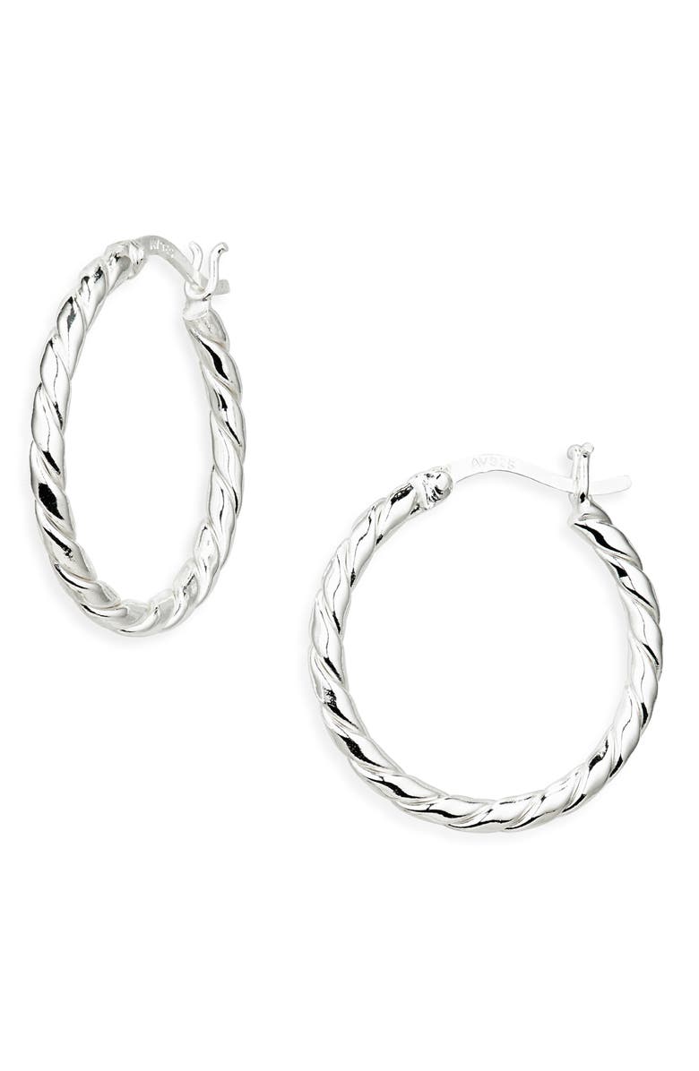 ARGENTO VIVO Rope Hoop Earrings, Main, color, Silver