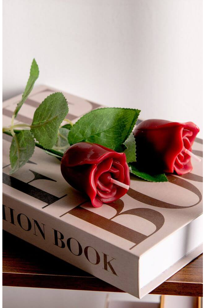 Rose Candle, Alternate, color, Dark Red / Burgundy