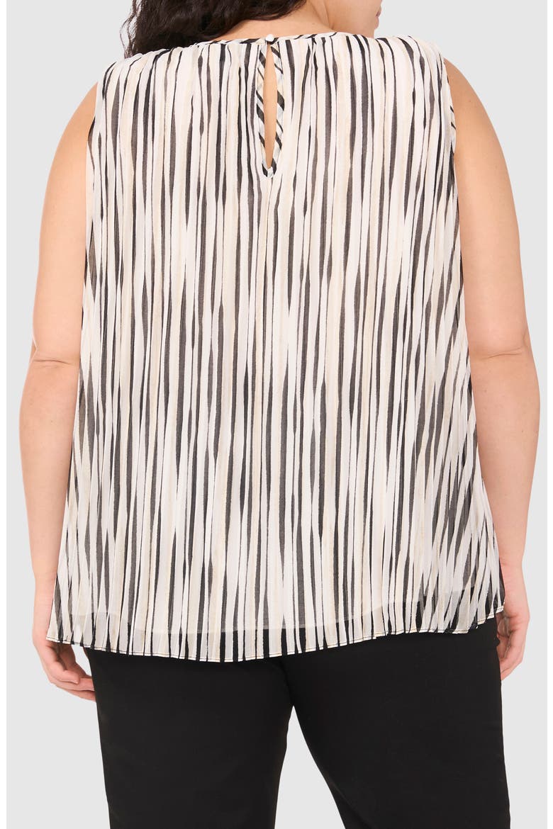 Stripe Sleeveless Pleated Shell, Alternate, color, NEW IVORY