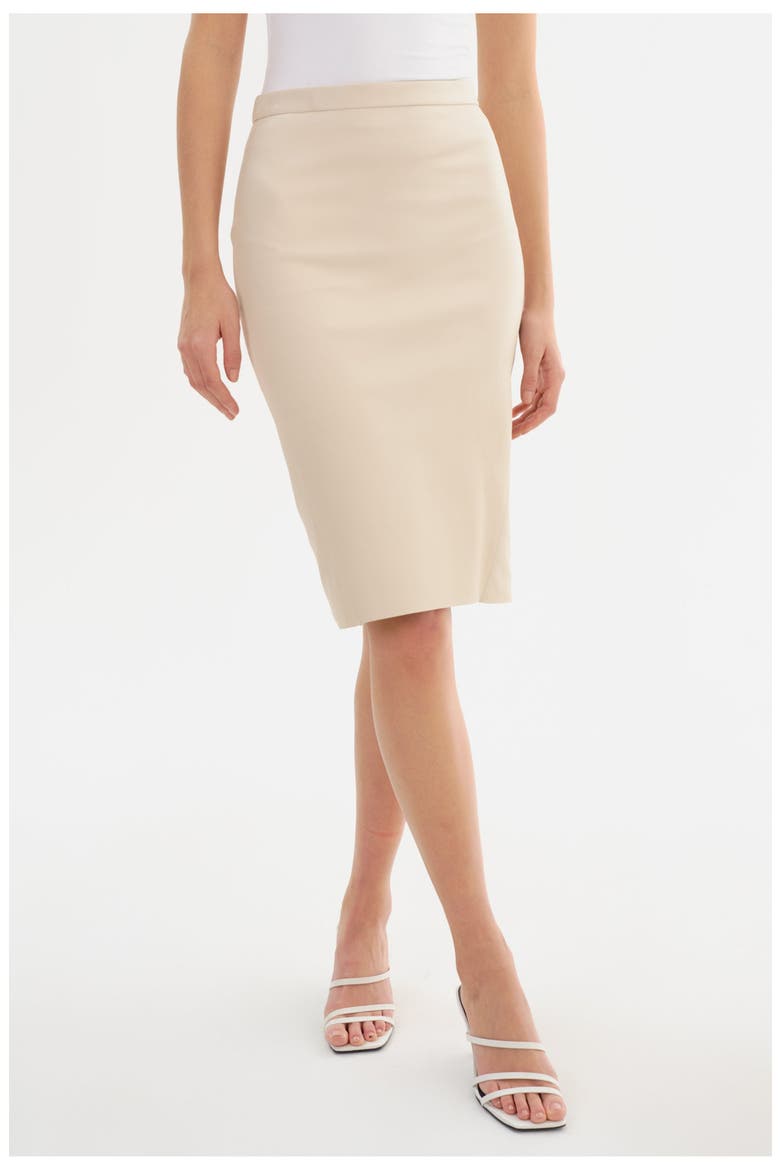 Avana | Leather Pencil Skirt, Main, color, Bone