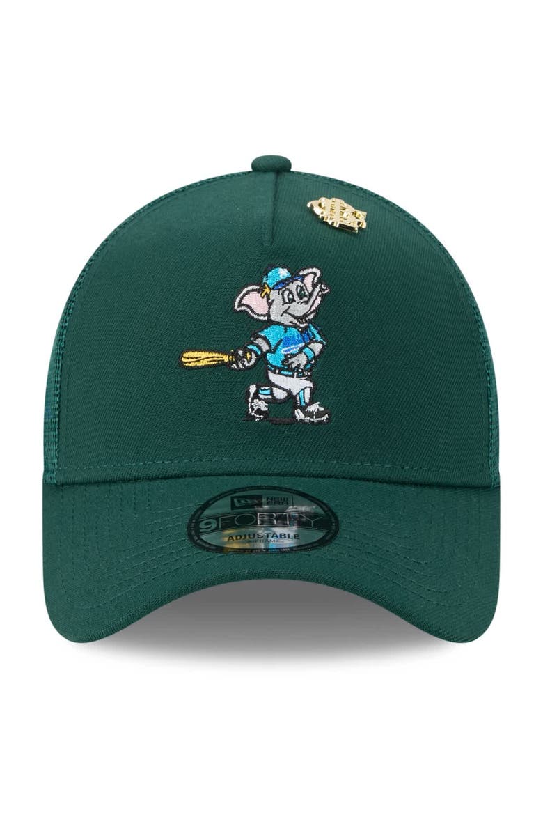 Men's New Era  Green Athletics 2025 Big League Chew A-Frame 9FORTY Adjustable Trucker Hat, Alternate, color, Green
