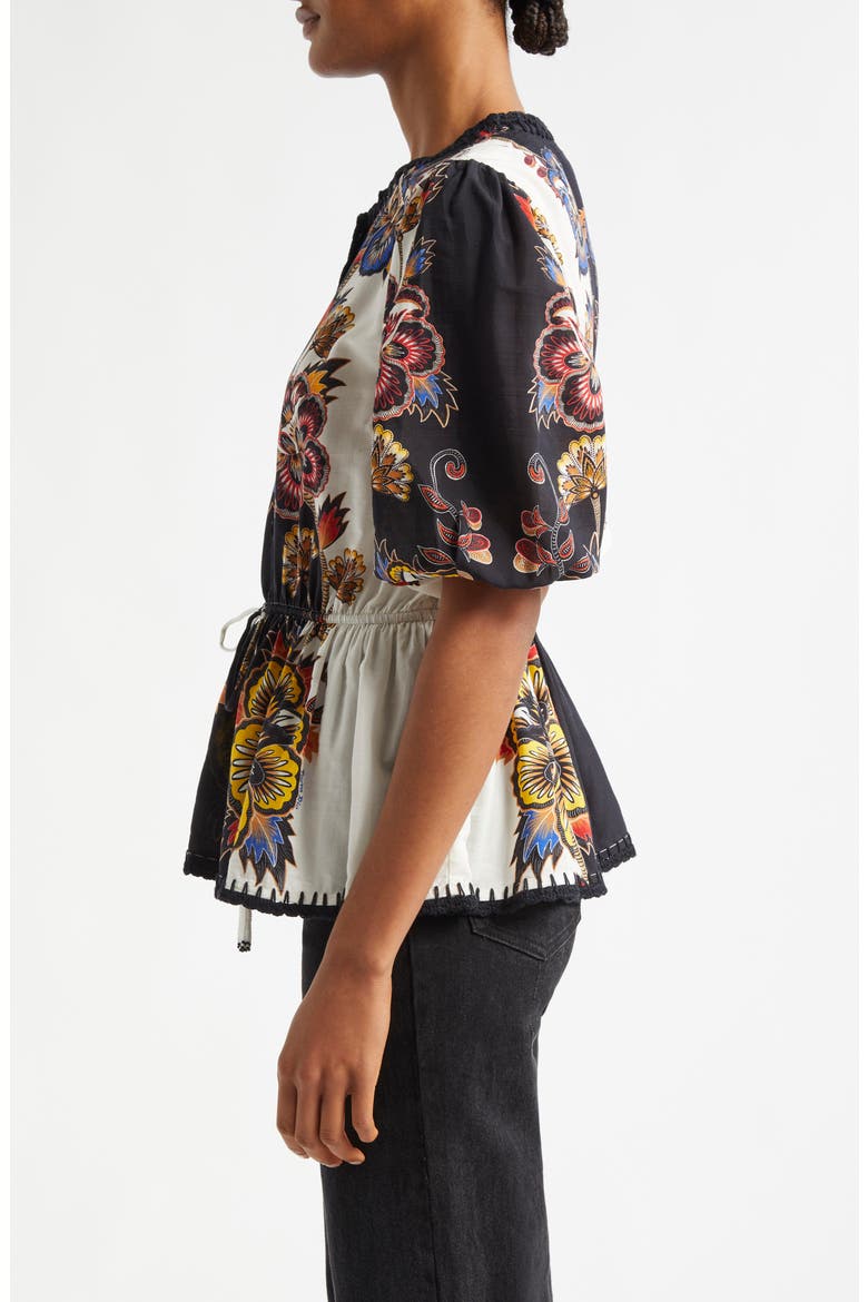 Floral Drawstring Waist Top, Alternate, color, MAXI FLORAL OFF-WHITE
