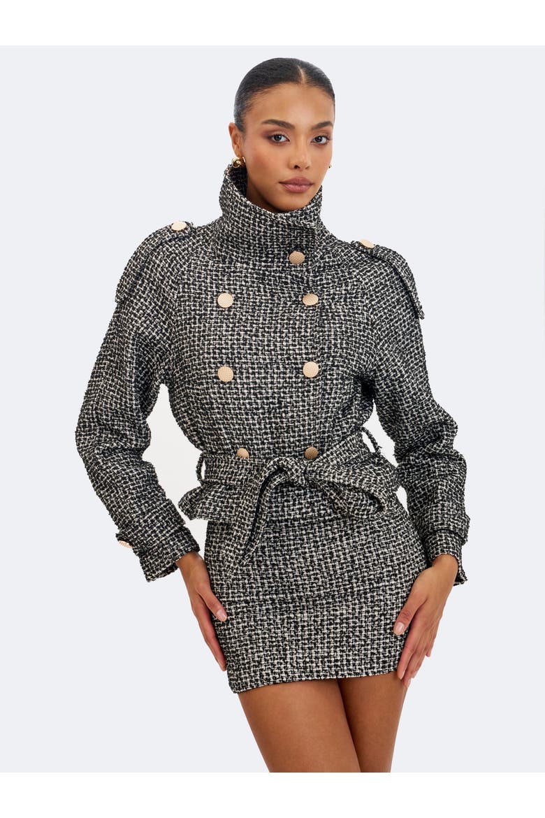 Sandr Tweed Mini Skirt, Alternate, color, Black