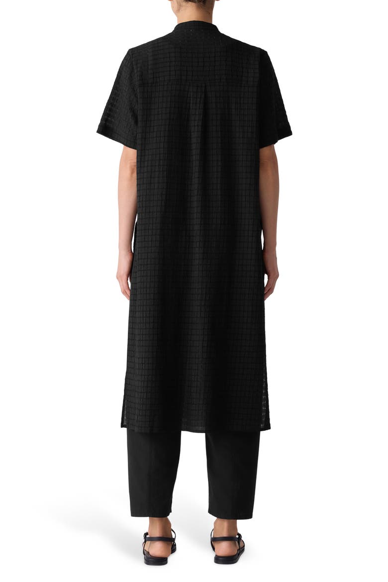 Longline Organic Cotton Blend Button-Up Shirt, Alternate, color, BLACK