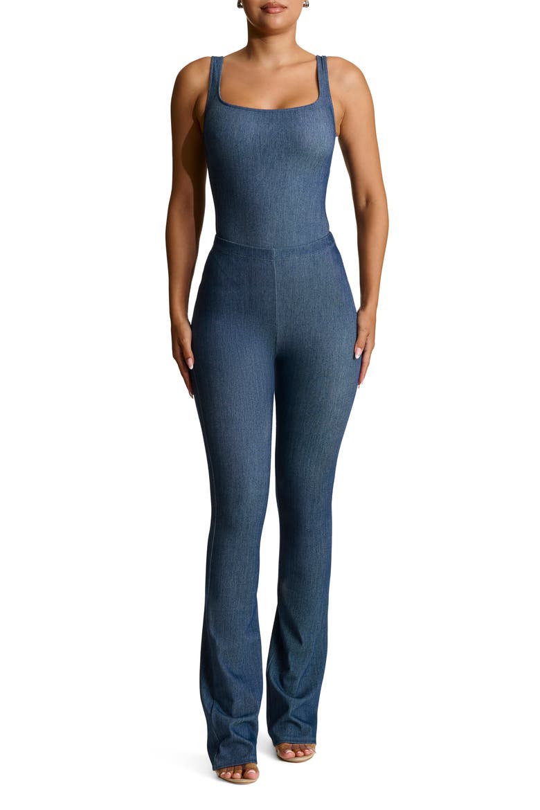 Stretch Denim Tank Bodysuit, Alternate, color, DENIM