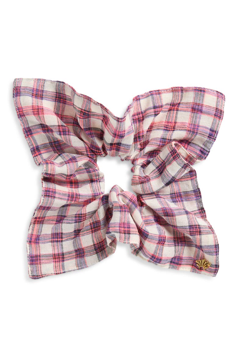 Square Plaid Scrunchie, Main, color, WILDBERRY