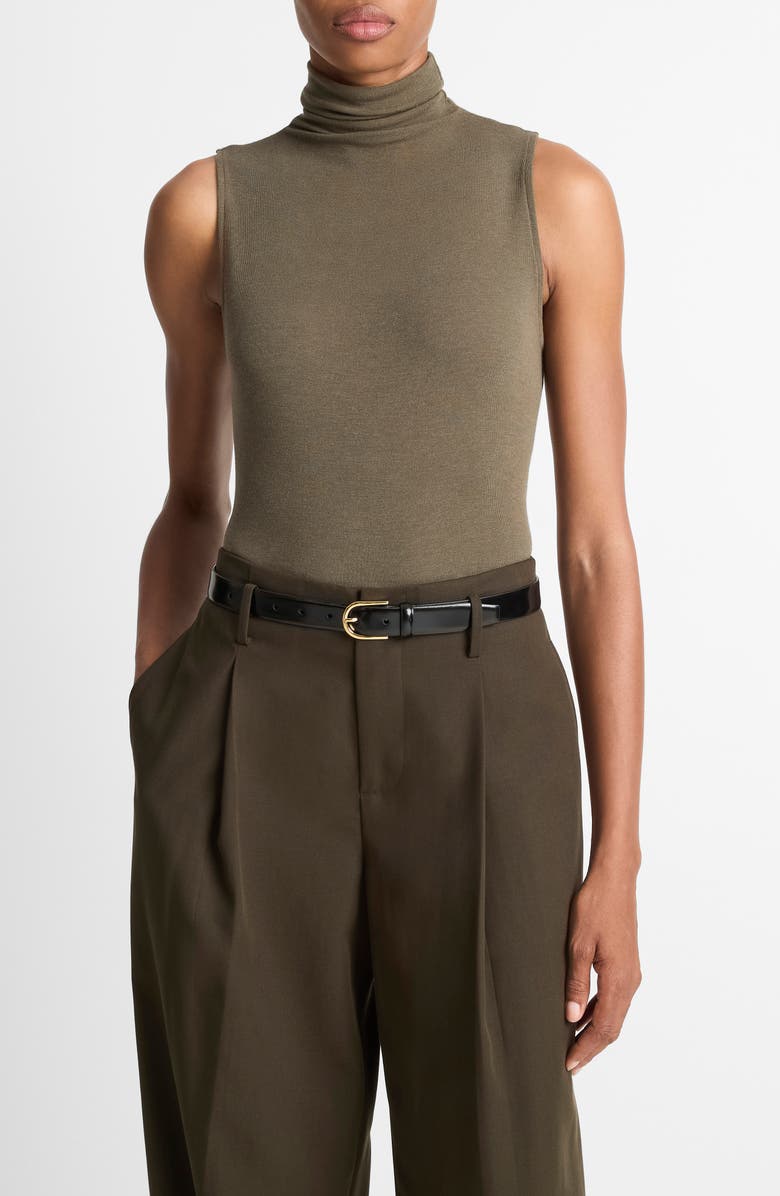 Vince Sleeveless Modal Turtleneck Top, Main, color, H Cypress